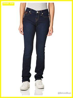 Mid Rise Straight Leg Jeans, Soft Stretch Denim